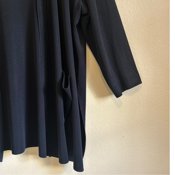 Misook Cardigan Sweater Knit Liquid Black Open Front Minimalist Plus Size 1X - Picture 8 of 14